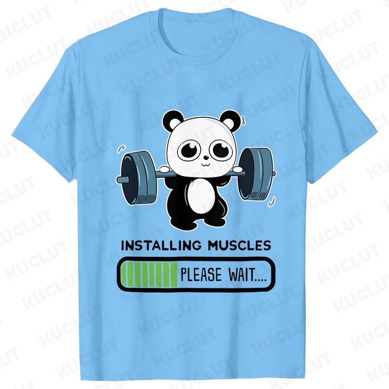 Vtipné tričko s potiskem pandy do posilovny Letní trička pro ženy O-výstřih Ležérní Krátký rukáv Vzpírání Nabírání svalů Letní trička Topy