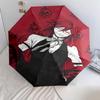 1 PC Automatic Folding Umbrella - Black Butler Pattern Portable Foldable Design With 8 Ribs Christmas Birthday Gifts