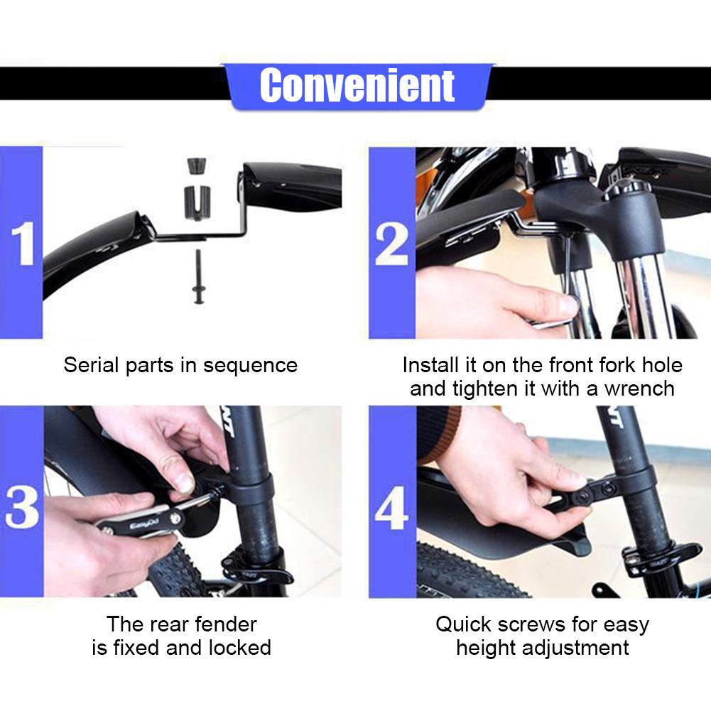 Snow Bicycle Mudguard Wings Mountain Bike Front Rear Mud Guard Cycling Parts Accessories for 20 24 26 27.5 Inch Bikes