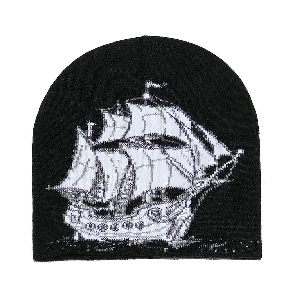 Temu Trendy New Wool Hat Sailing Jacquard Knitted Hat Warm Cold Hat for Men and Women In Winter