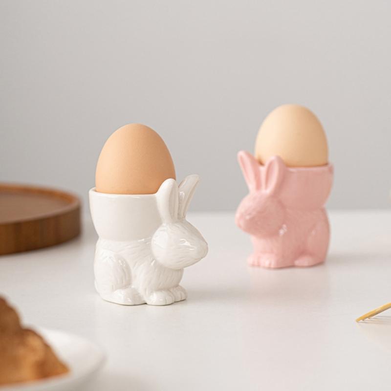 Weißes Porzellan Ostern Hase Eier Tasse Keramik Frühstückshalter für Feiertags- und Alltagsgebrauch Esstischdekoration