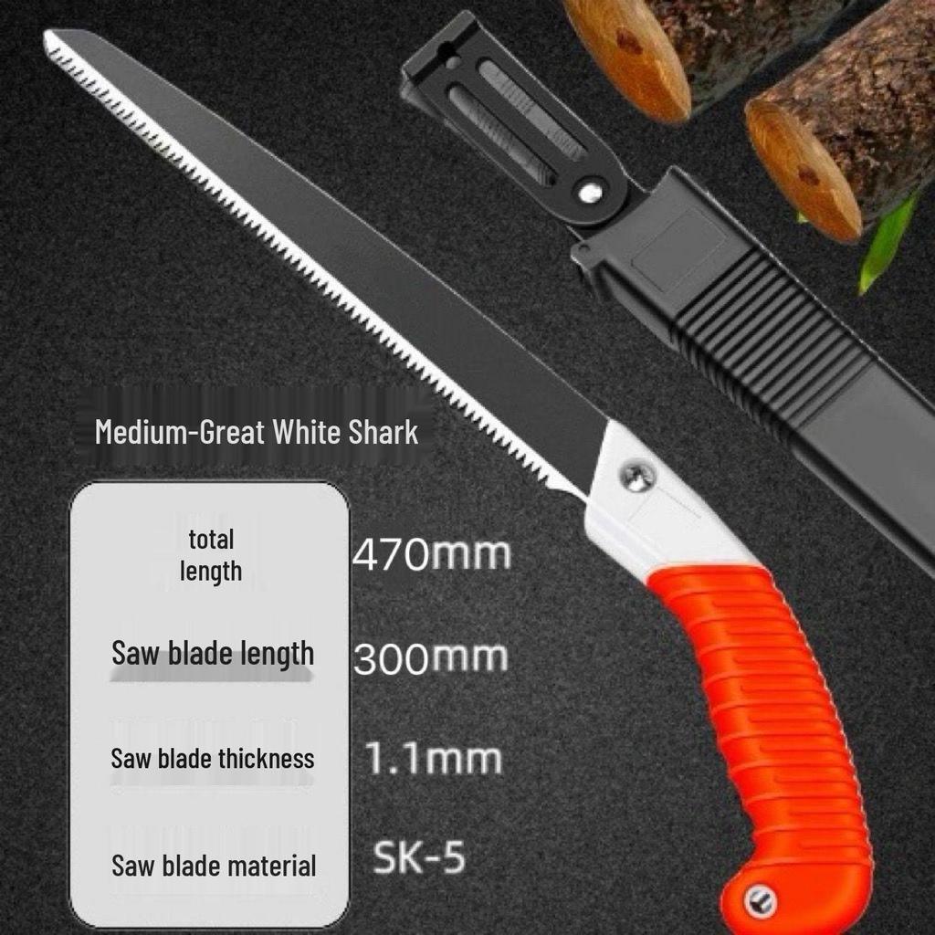 Japanese Big White Shark Manganese Steel Pruning Hand Saw for Gardening and Fruit Trees