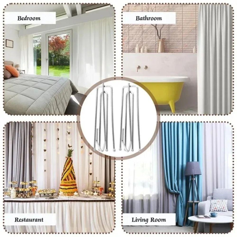 10 Stück 4-Zinken Gardinenfaltenhaken Rostbeständig DIY Gardinenhaken Edelstahl Badezimmer Pinch Faltenclips