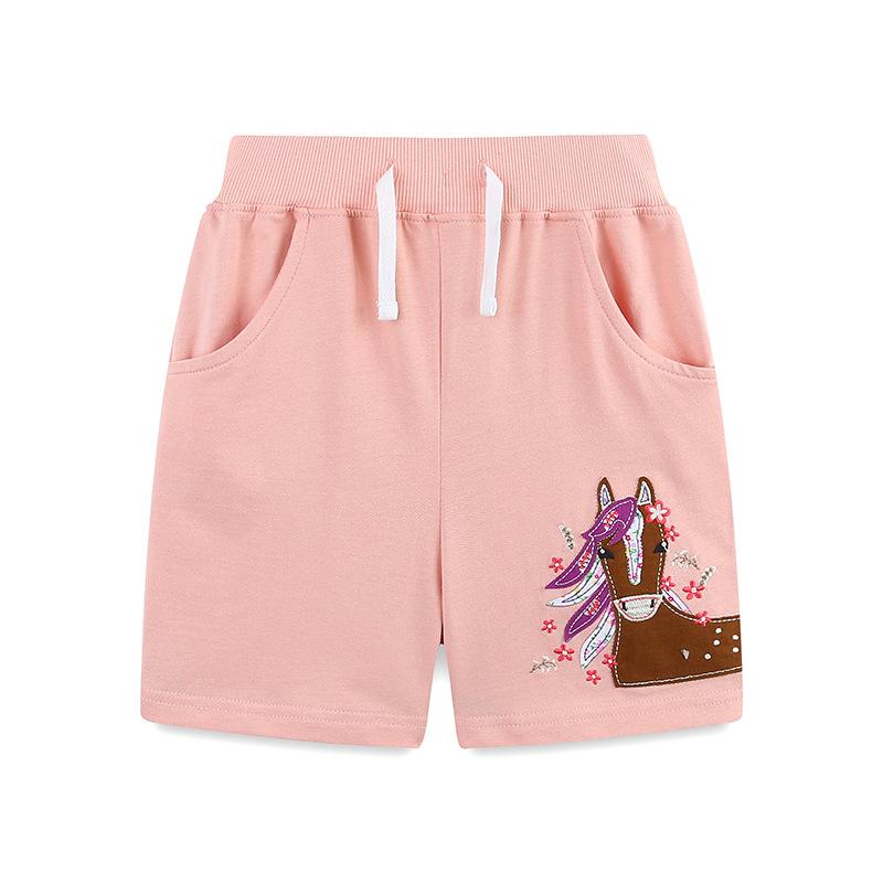 Summer new girls  shorts knitted cotton medium and small children s five-point pants children s sweatpants 2Y(90cm)