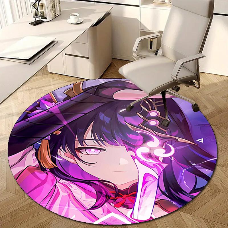 1pc Genshin Impact Beelzebul1 Design Printed Area Round Carpet for Bedroom Living Room Home Decor Rugs Mat Non Slip Mat Rug for Bedside