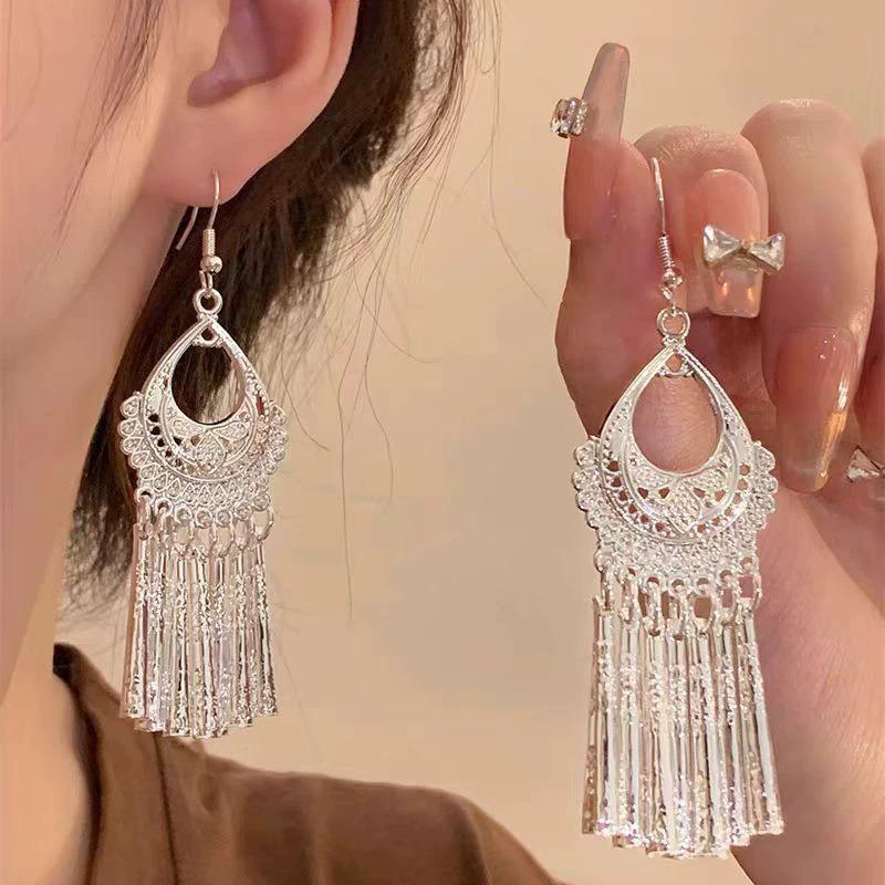 Exotic high-end sense niche new Chinese-style ethnic feng shui drop ear hook retro fashion design personalized ear jewelry