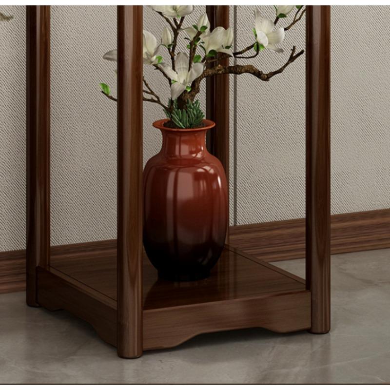 High-End Solid Wood Flower Stand Chinese-Style Indoor Plant Holder Elegant Living Room Display Rack Decorative Organizer