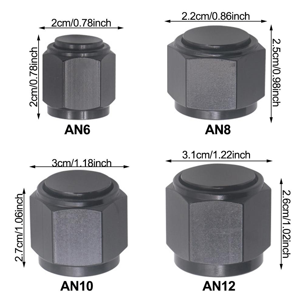 AN4 AN6 AN8 AN10 AN12 Female Flare Cap Block Off Fitting Plug Aluminum Swivel Hex Head Nut Port Adapter for Fuel Oil Line