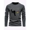 Spring and Autumn Round Neck 3D Bull Head Graphic Printed Top Fashionable Casual Long Sleeved Men's T-shirts
