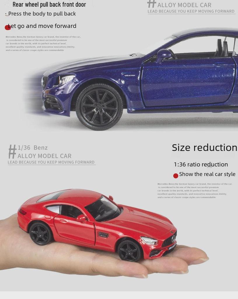 1:36 Mercedes-Benz Metall-Spielzeugauto mit Rückzugstüren für Kinder - Schmuckornament