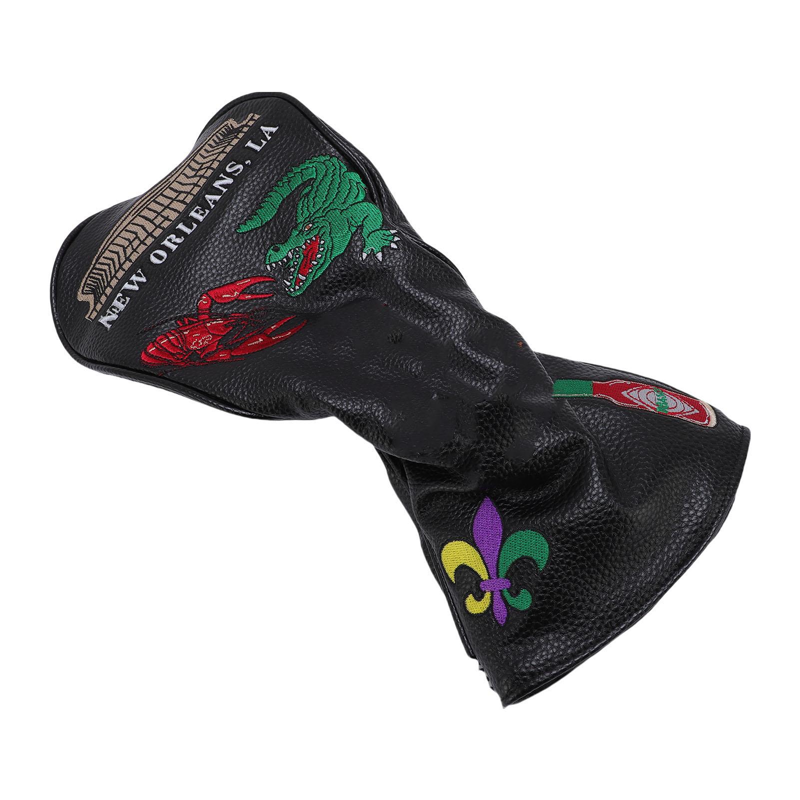 Club Headcover Stylish Colourful Embroidery Soft PU Club Protective Headcover for Woods