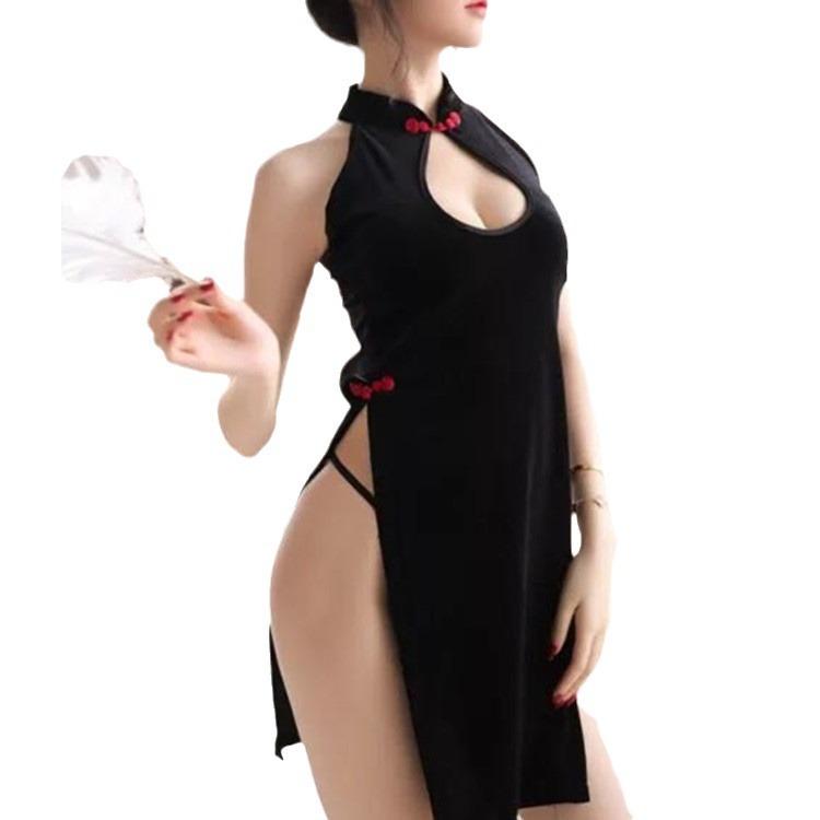 New sex underwear velvet retro women's cheongsam back strap girdle sexy hollow temptation