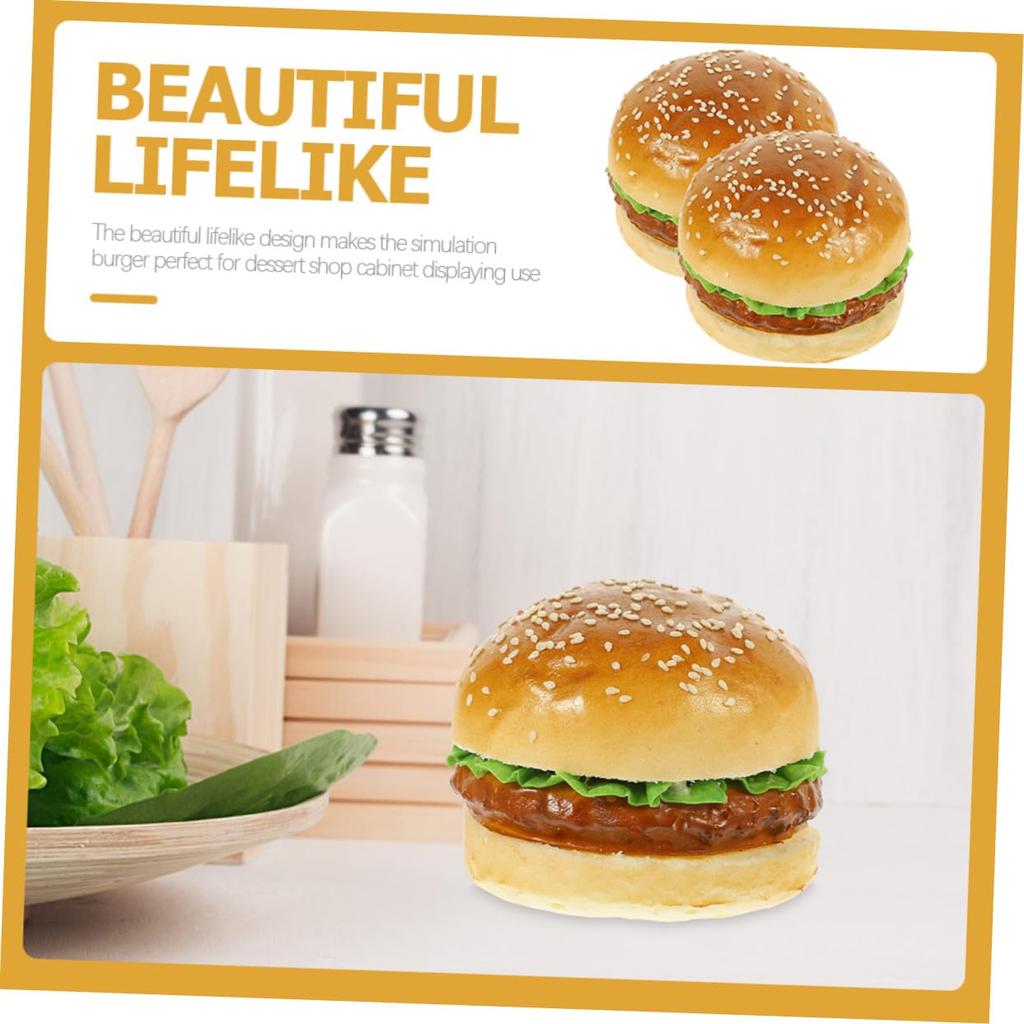 NOLITOY Realistic Simulation Hamburger Model for Photography Food Table and Educational Pretend Textured and 2-Piece Props, Samples, Decorations,