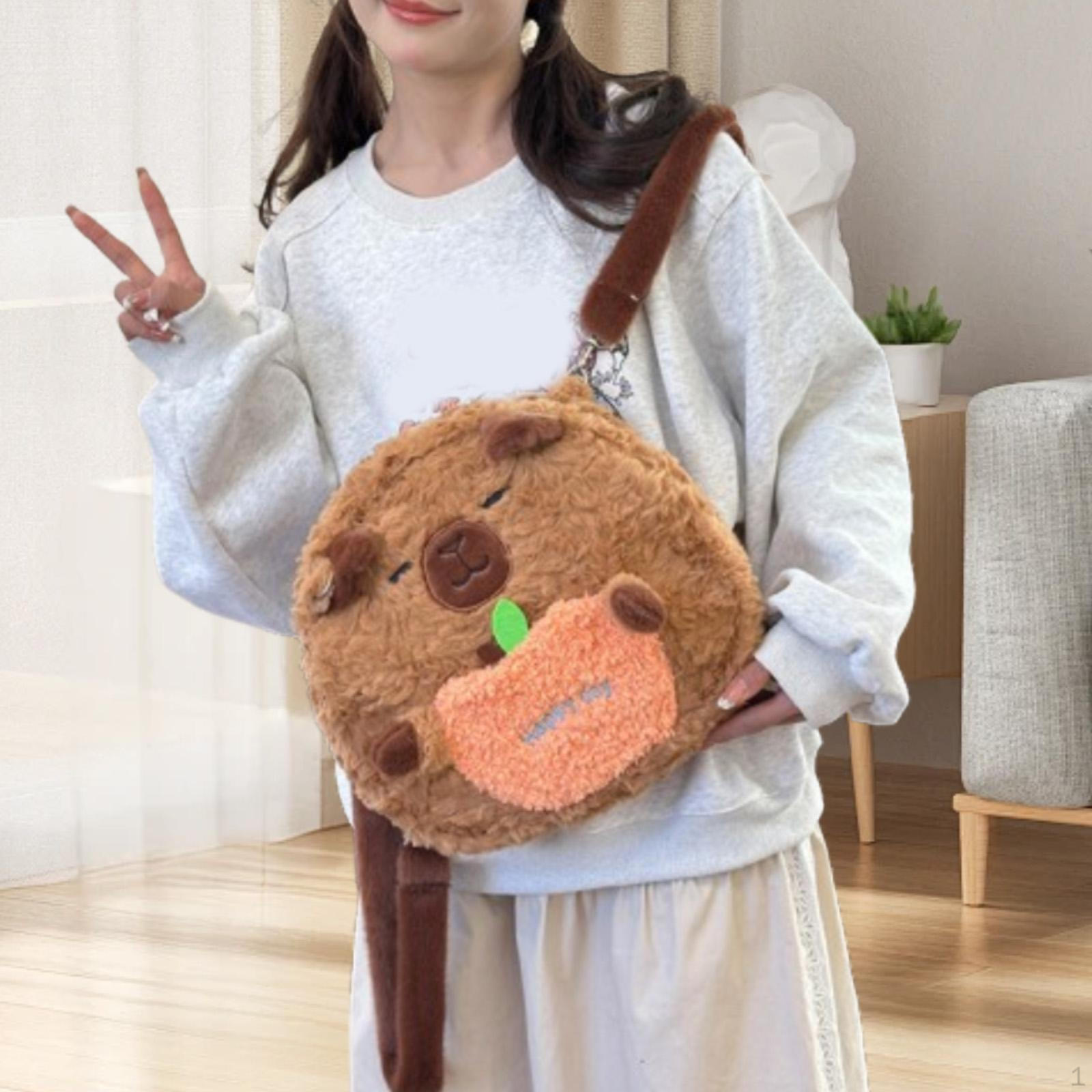 

Plush Bag Adorable Shopping Shoulder Purse for Teens Children Holiday Gift Capybara