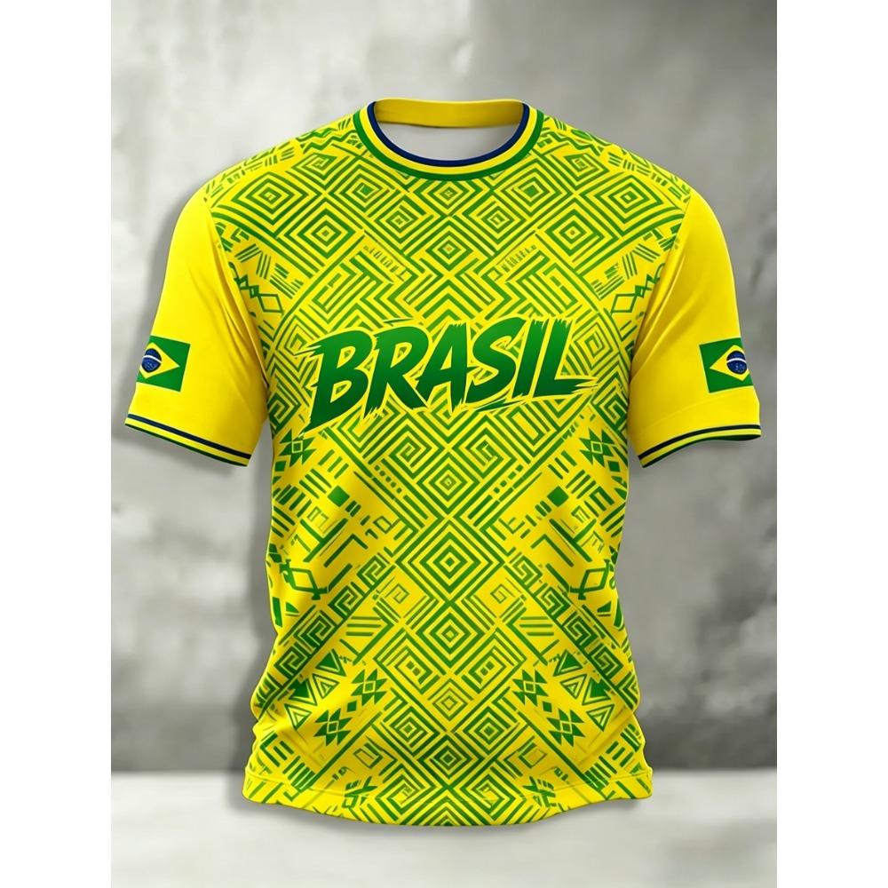 2026 Léto Nové Brazilské Fotbalové Dresy Pro Muže Klasická Trička S Krátkým Rukávem Casual S Kulatým Výstřihem Sportovní Trička Pánské Oblečení