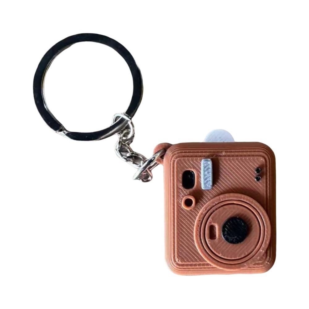 Metal Key Ring Mini Camera Keychain Lightweight Bag Hanging Ornament  Gift Giving коричневый