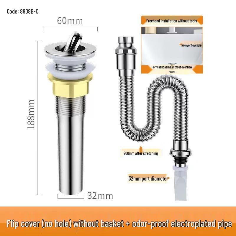 Stainless Steel Pop-Up Basin Drain