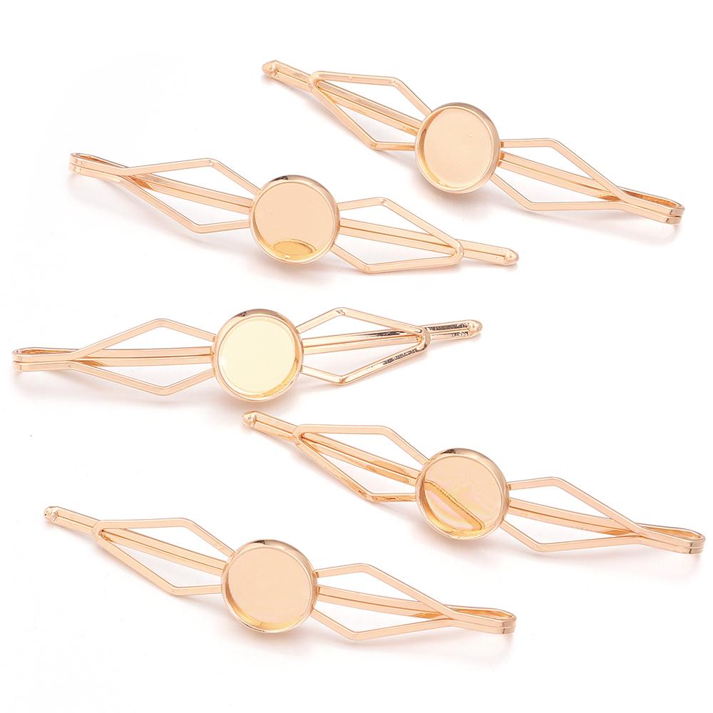 5pcs/lot Inner Size 12mm Round Cabochon Metal Hairpins Barrettes Hair Clips Base Setting For Jewelry Making DIY Hair Accessories