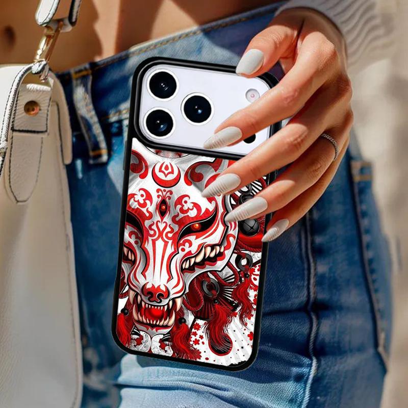 Japanese Oni Hannya Samurai Demon Mask Phone Case For iPhone 17 Air 14 15 13 12 Max Cover For Apple 14 15 16 16e 11 Pro Max Plus