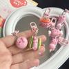 Pink Pig Hamburger Pig Animal Keyring Resin Pig Food Keychain Pink Pig Metal Keychain  Key Ring