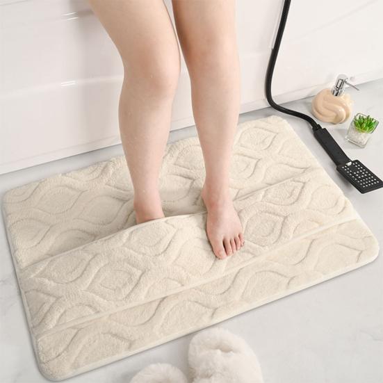Absorbent Bathroom Mat Fluffy Doormat Foot Drying Mat Slip Resistant Backing