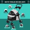 4 Wheels Pet Stroller, Folding Dog Cat Stroller with Cup Holder, Breathable Mesh for Small Pets