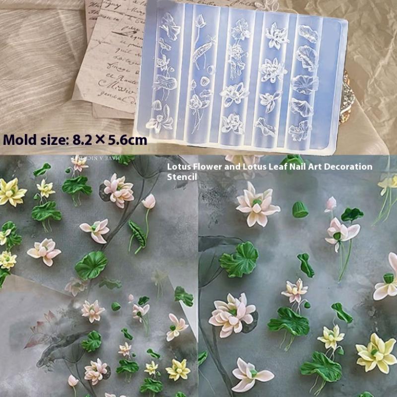 Lotus Orchid Silicone Nail Mold Flower Nail Carving Decorations Nails Diy Design Stereoscopic Stamping Plate Manicure Tools