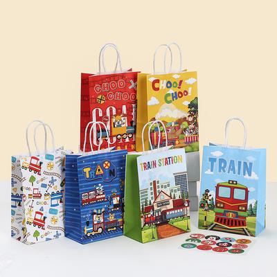 StoBag, Train-Themed Reusable Paper Gift Tote Bags, 12/30pcs, Perfect for Kids' Birthday Parties Festive Celebrations Supplies