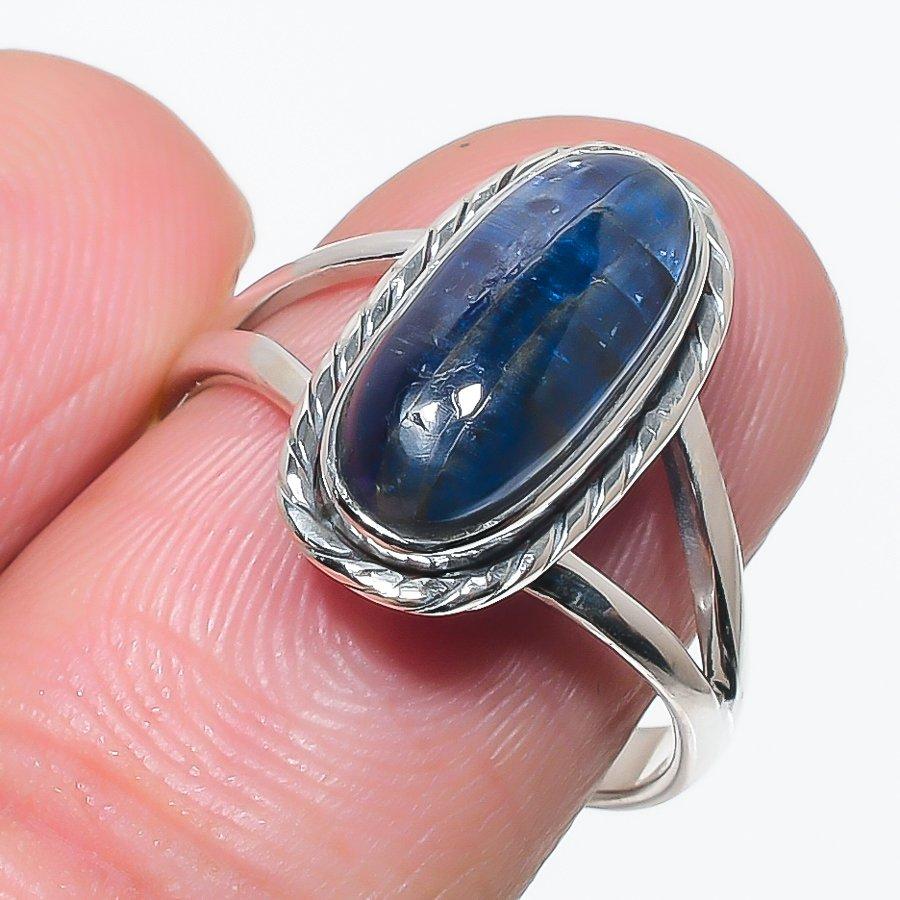 

Natural Blue Kyanite Gemstone Handmade 925 Solid Silver Jewelry Ring Size 8 B2O28