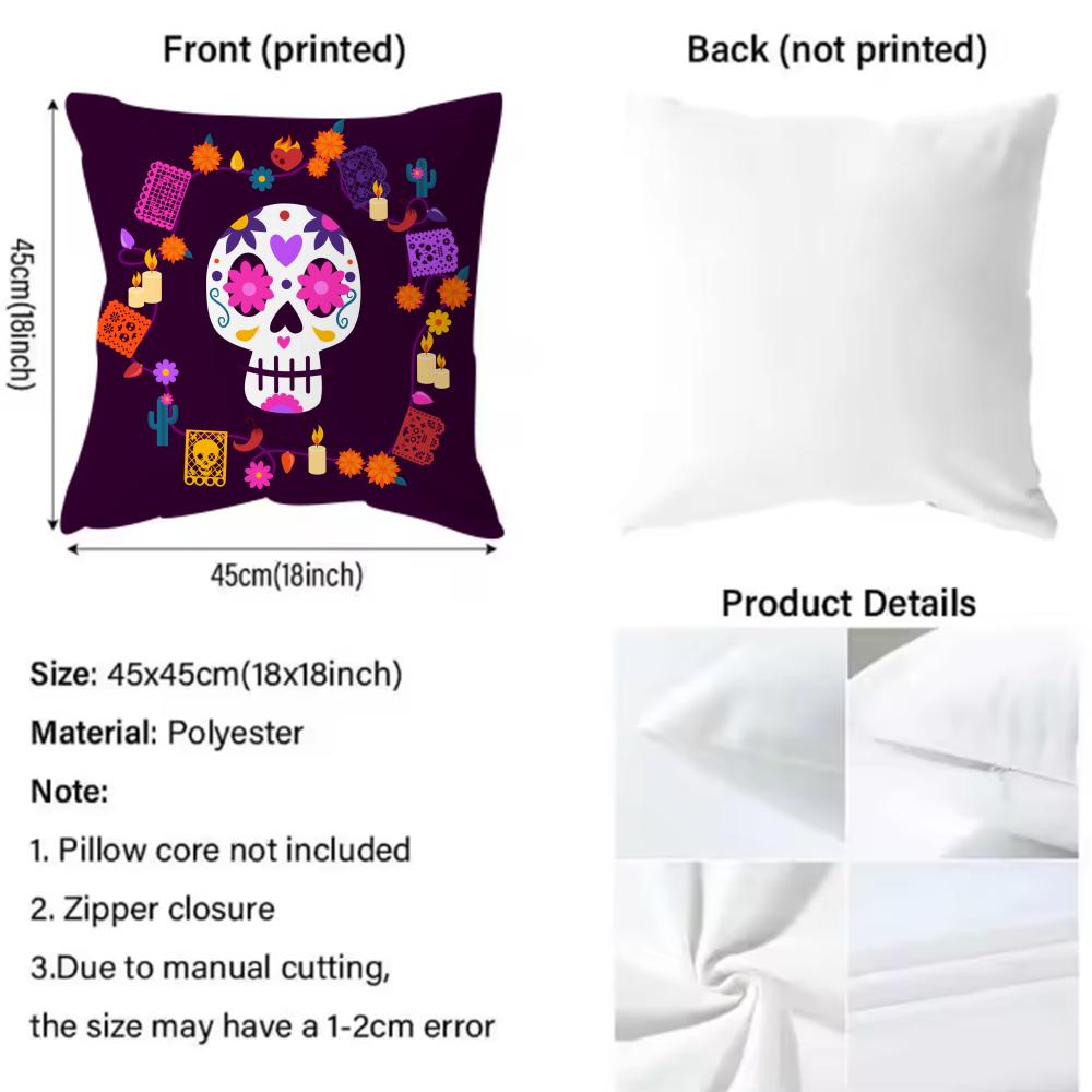 Easter Flower Skeleton Cushion Cover Soft Decorative Pillow Case Suitable For Bedroom Sofa Car Travel Use