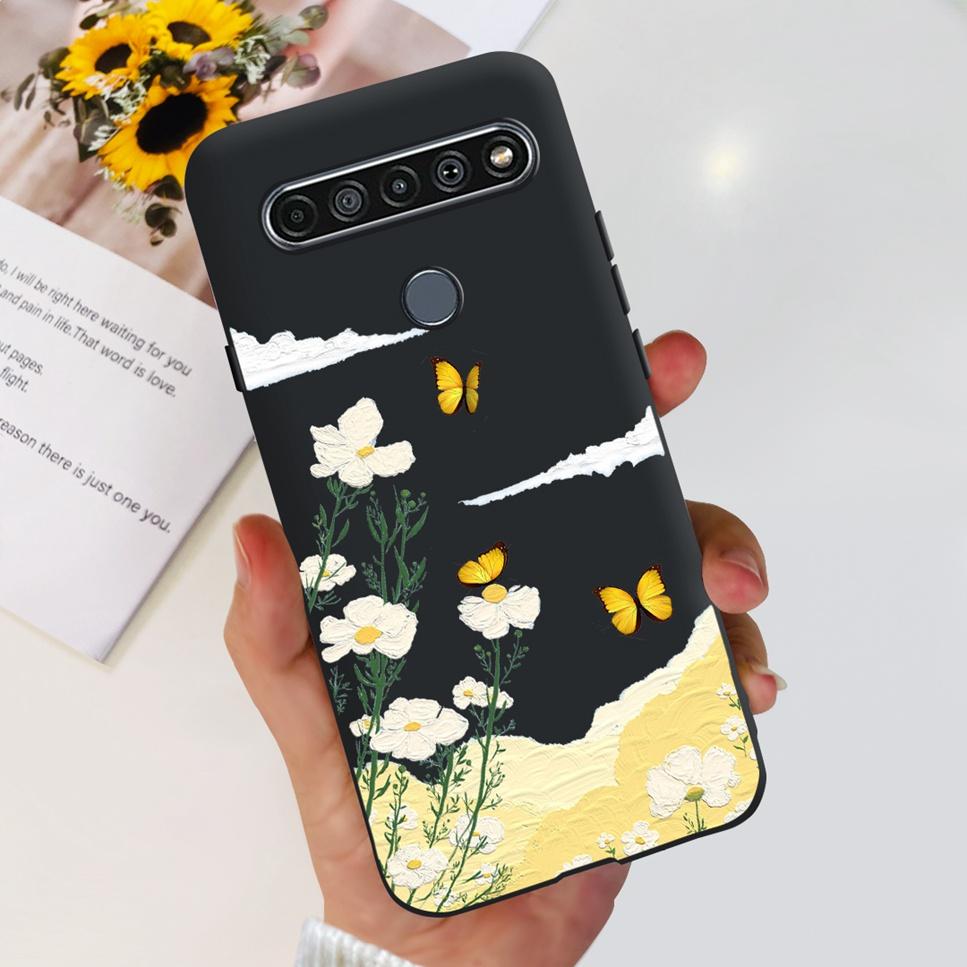 For LG K41S K 41S Case 2020 Black Silicone Cute Fashion Flower Shockproof Bumper For LGK41S LM-K410 Phone Back Cover 6.55" Funda