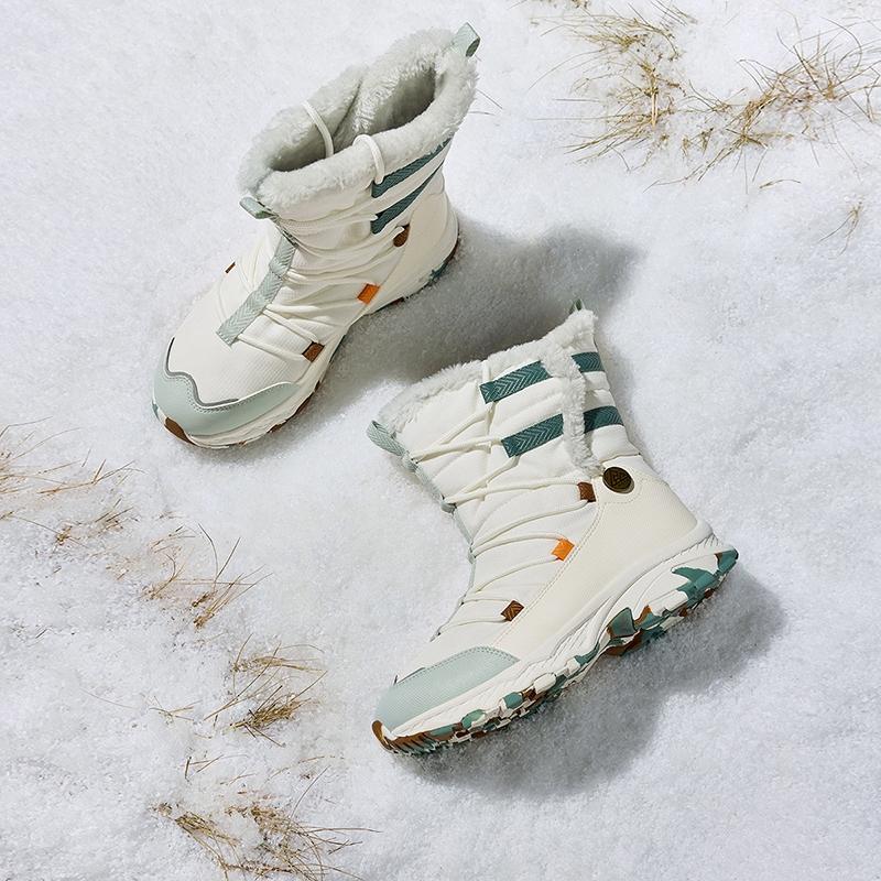 Anta Kids Trendy Fashion Thickened Warm High-Top Boots Kids Boots Ivory-White White Gray A22446923-1