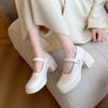 Fashion Comemore High-heeled Single Shoes Solid Leather Fashion Pumps for Women Spring Autumn Platform Mary Jane Heels Women's Shoes
