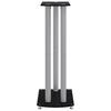 Speaker Stands (2 Pcs) Black & Silver Tempered Glass 3 Column Design