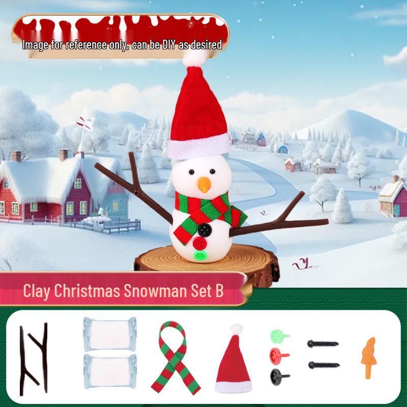 

Набор елочных украшений «Снеговик из глины ручной работы» для детей - Креативный зимний подарок для творчества