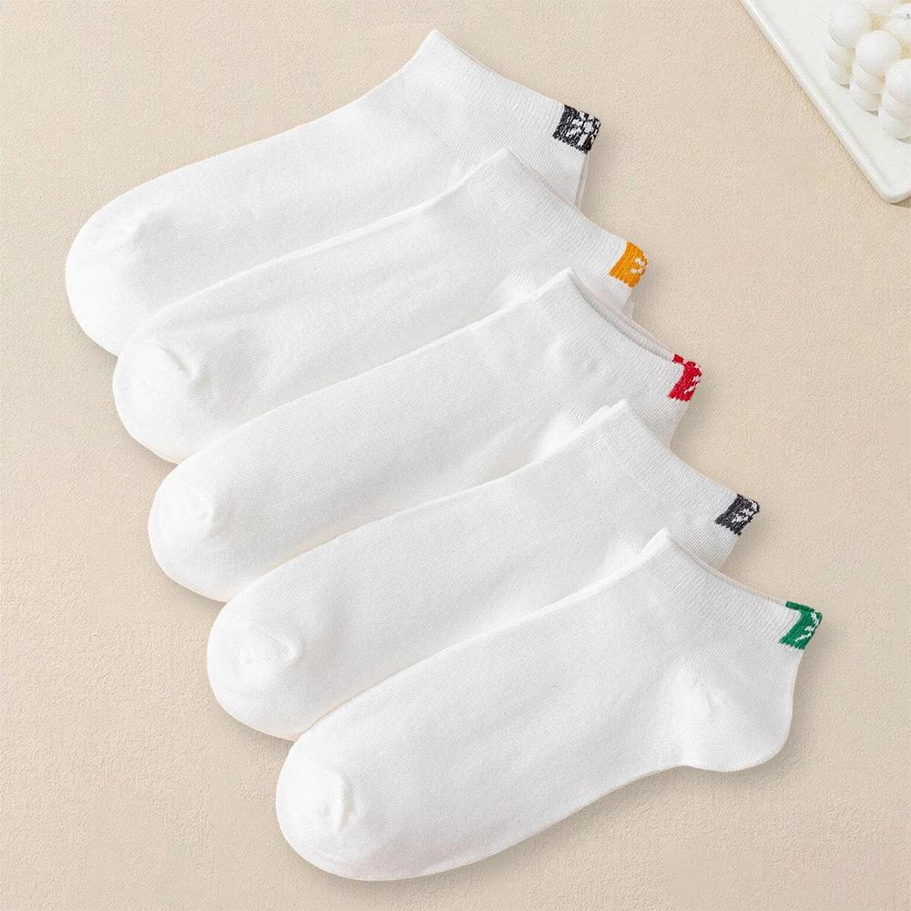 5 Pairs Women Cartoon Patterned Socks Trendy Versatile Breathable Sweat Wicking Deodorizing Antibacterial Comfortable Socks