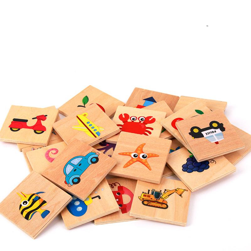 Montessori Shape Matching Board Game Find Shadow Matched Images Animal Fruit Blocks Puzzles Educational Toys For Children Wooden