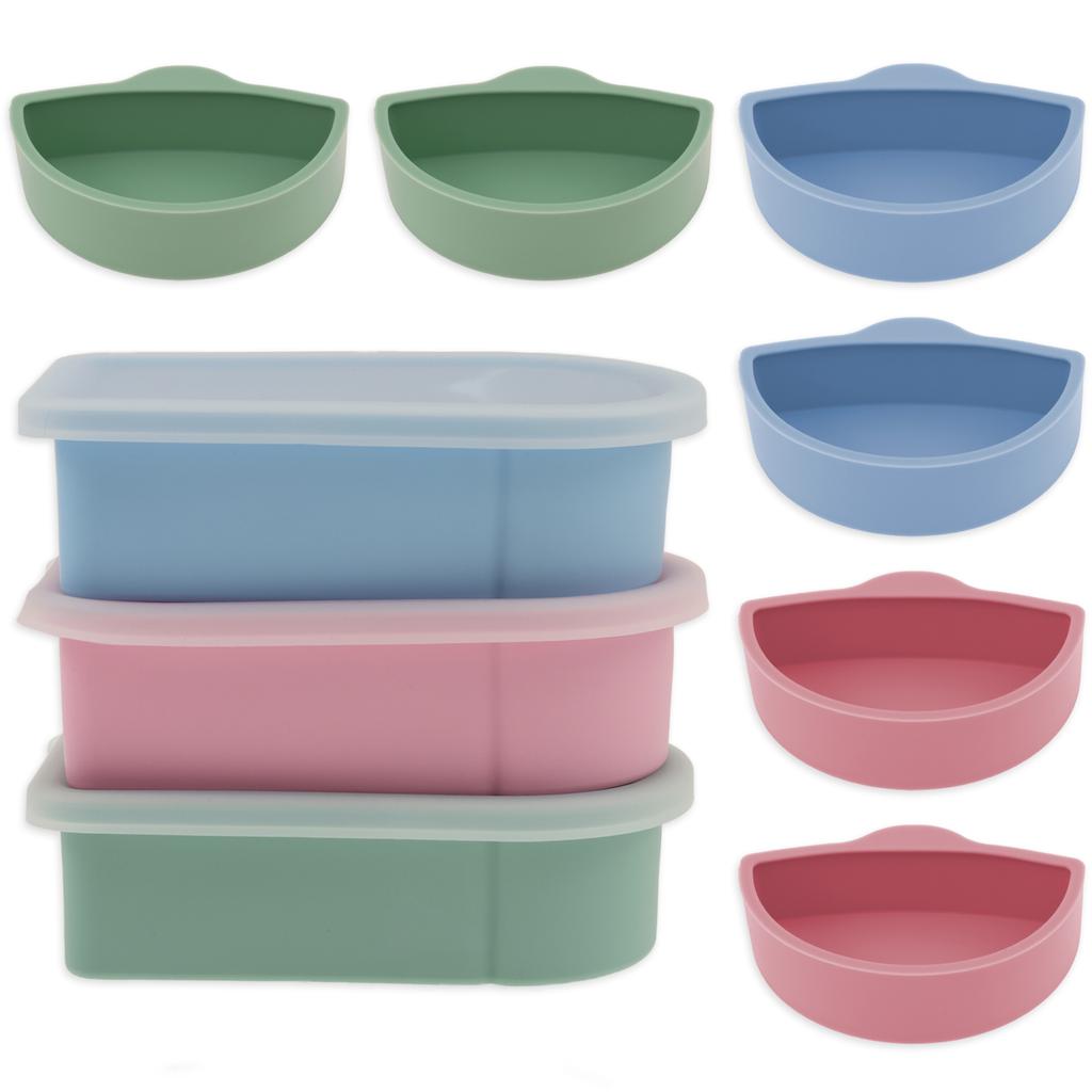3Pcs Silicone Lunch Box With Lid Leak-proof Fruit Snack Salad Container Refrigerator Fresh-Keeping Box for Outdoor Picnic Office