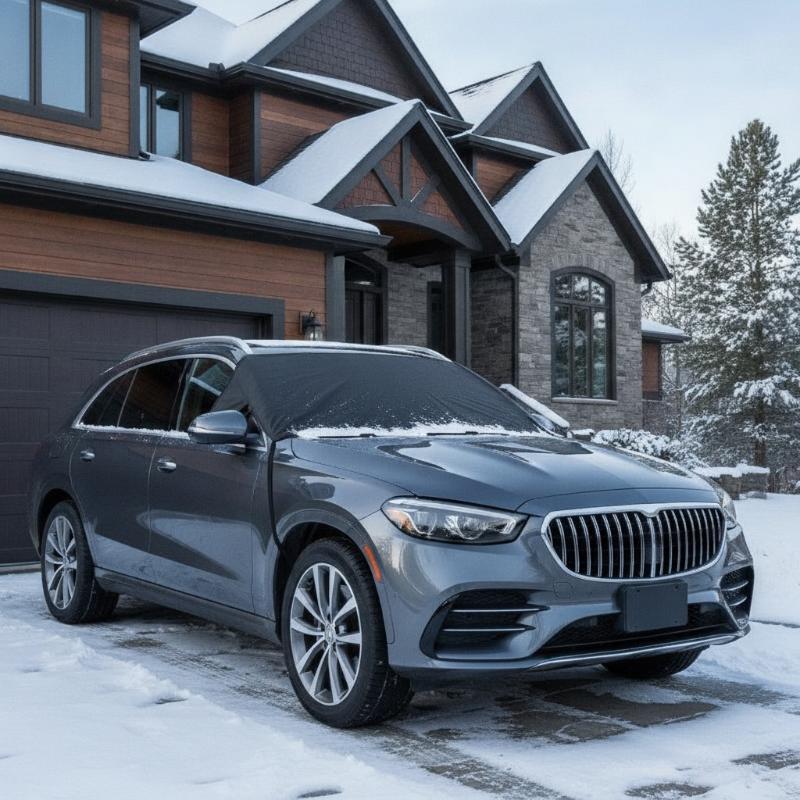 Car Windshield Snow Cover With Thick Waterproof Fabric Side Mirror Covers For Winter Frost Ice Protection