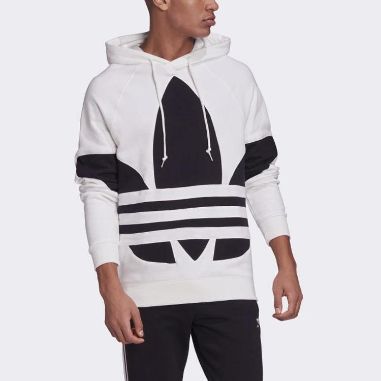 Adidas Originals Trefoil Big Logo Drawstring Solid Hoodie With Drop Shoulders Men Hoodie White FM9909