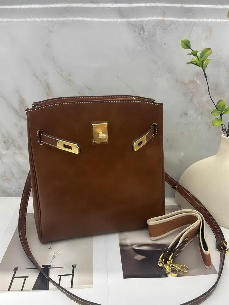 2025 New Genuine Leather Women's Bag Head Layer Leather Bucket Bag Tote Bag Single Shoulder Underarm Small Bag Cross Border