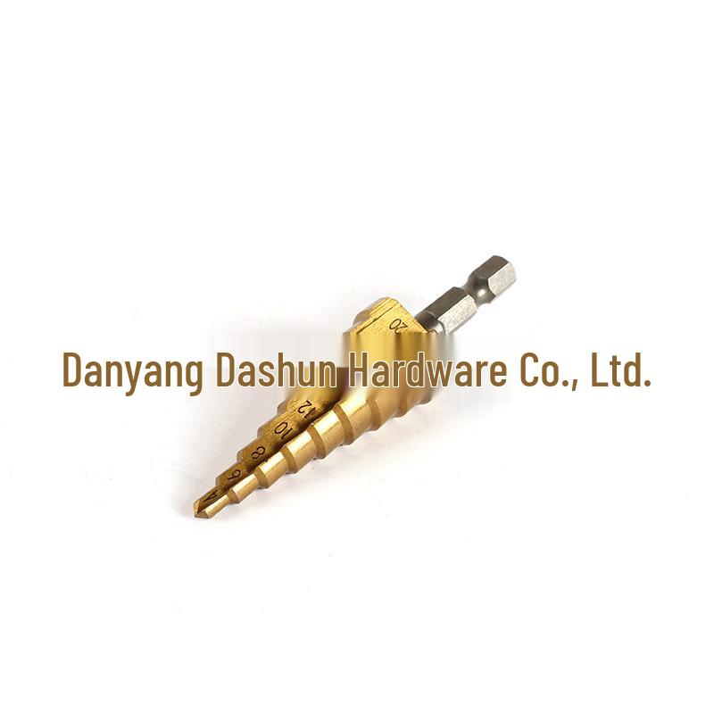 4241 HSS Titanium-Coated Hex Shank Step Drill Bit with Straight Flutes