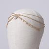 Fashion  Crystal Pendant Tassel Hair Chain For Women Exquisite Metal Geometric Multilayer Thin Head Chain Wedding Jewelry