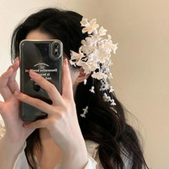 Purple Lily of the Valley Tassel Hair Clip - Retro Chinese Style Headdress Flower Hairpin Accessory