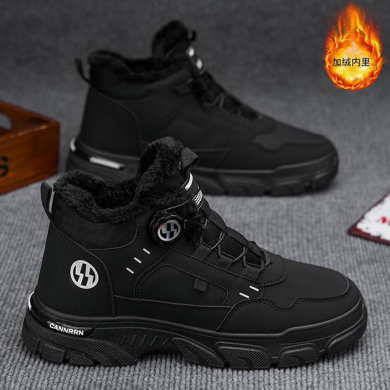 

Зимові оксамитові високі черевики-мартін чоловічі трендові універсальні робочі черевики чоловічі на товстій підошві потовщені теплі бавовняні черевики короткі черевики 44