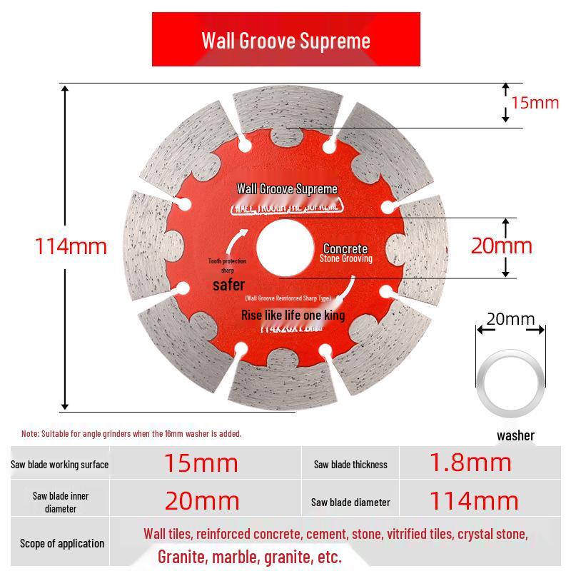 Diamond Slotting Saw Blade for Tile, Concrete, Stone & Marble - Dry Cutting Angle Grinder Blade