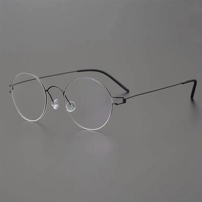 Anti Blue Light Glasses In Trend Thin Rim Round Screwless Frame Women Men Ultralight Denmark Korean Glasses Frame Alloy Eyewear