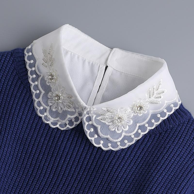 White Lapel Fake Collar Neck Decorative Chiffon Cotton Chocker Women Detachable False Collar Shirt Doll Lace Ladies Half Shirt