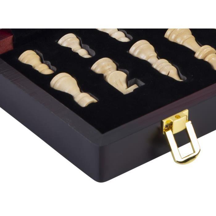 Coffret d'échecs de luxe en Bois Massif - ENGELHART - Pliant - Pièces sculptées - 45,5 CM