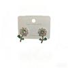 2025 High-End Crystal Flower Green Leaf Zircon Stud Earrings - Trendy & Delicate for Women